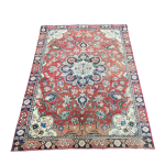 Picture of 3' x 4'3" Handmade Turkish Wool Rug | Vintage Floral Red Rug | Boho Accent Rug