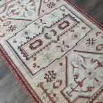 Picture of Handmade 4'x6' Vintage Turkish Kilim Rug – Red and Beige Tribal Design, Boho Area Rug, Unique Home Decor