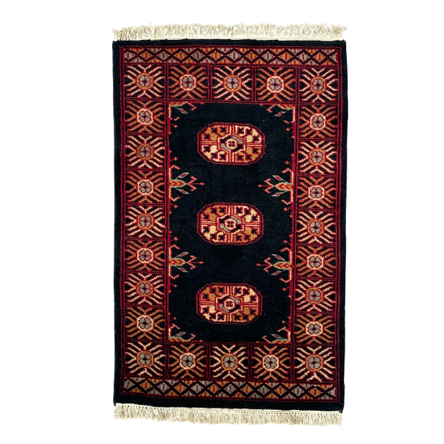 Picture of 1'10" x 3' Handmade Turkish Wool Rug | Vintage Black Tribal Rug | Boho Small Rug