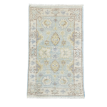Picture of 1'10" x 3'1" Handmade Turkish Wool Rug - Vintage Floral Area Rug | Soft Blue Boho Rug