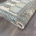 Picture of 3x5 Hand-Knotted Subtle Rug: Vintage Charm for Entryway, Kitchen, or Bedroom – One-of-a-Kind Wool Oastel Neutral Blue Rug