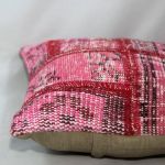Picture of Pink Pillow 16x16 - Turkish Over-Dyed Decorative Wool Rug Patch Pillow Hand-Knotted Rug Pillow Cover One-of-Kind Throw for Couch