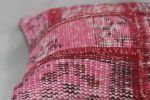 Picture of Pink Pillow 16x16 - Turkish Over-Dyed Decorative Wool Rug Patch Pillow Hand-Knotted Rug Pillow Cover One-of-Kind Throw for Couch