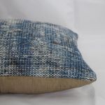 Picture of Blue Pillow 16x16 - Turkish Over-Dyed Decorative Wool Rug Pillow - Hand-Knotted Distressed One-of-Kind Throw Pilowcase