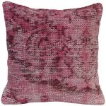 Picture of Pink Pillow 18x18 - Turkish Over-Dyed Decorative Wool Rug Pillow Hand-Knotted Rug Pillow Cover