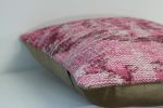 Picture of Pink Pillow 18x18 - Turkish Over-Dyed Decorative Wool Rug Pillow Hand-Knotted Rug Pillow Cover
