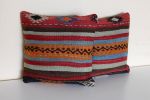 Picture of Vintage Kilim Pillows 16x16 - Pair of Decorative Accent Throw Cushions for Couch - Rug Pillow Covers, Pillow Case