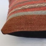 Picture of Vintage Boho Chic Handmade Kilim | Handmade Pillow Cover | 16x16 Inches | Decorative Wool Cotton Pillowcase for Sofa Decor