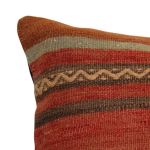 Picture of Vintage Boho Chic Handmade Kilim | Handmade Pillow Cover | 16x16 Inches | Decorative Wool Cotton Pillowcase for Sofa Decor