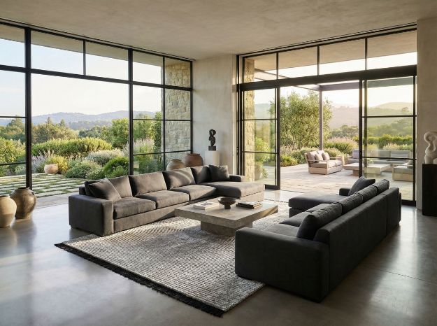 Mystique silver gray striped rug with luxurious 1-inch plush pile and black tassel fringe.